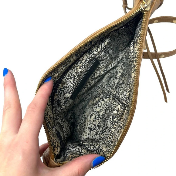 Rebecca Minkoff 5 Zip Crossbody Bag Cognac Tan Leather Chain Bag - Picture 7 of 10